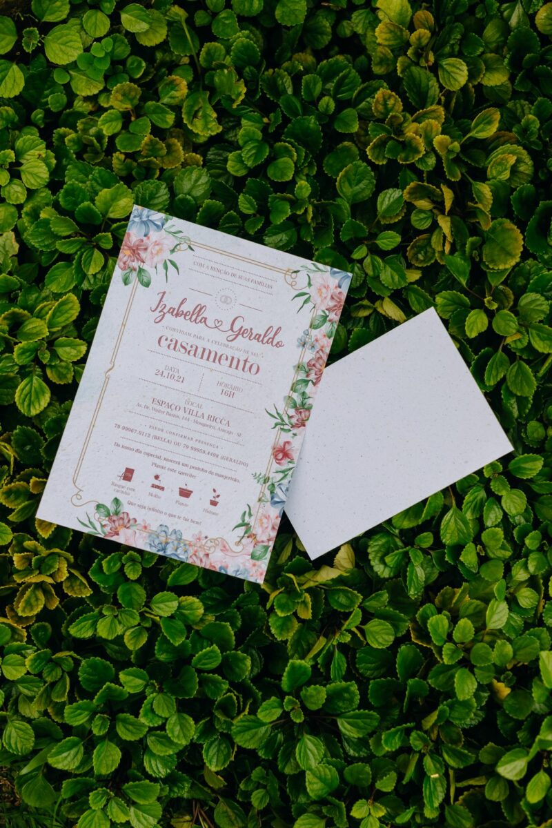 Convite de Casamento Rústico Floral Ecológico | Papel Semente