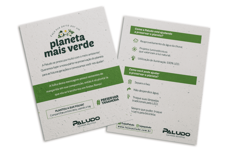 Panfleto Ecologico - 100% Biodegradável - Papel Semente
