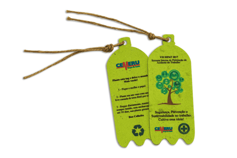 Tag para Produto - Sustentável e Biodegradável - Papel Semente