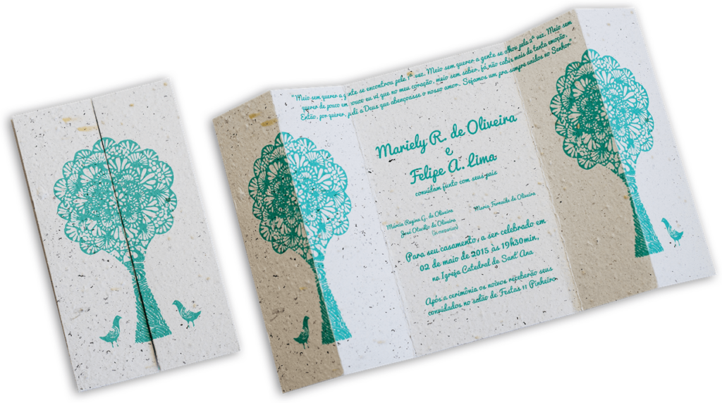 convite de casamento criativo em papel semente