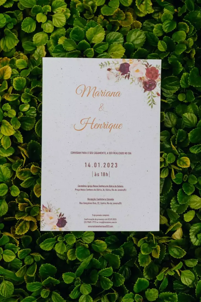 papel para convite de casamento sustentável