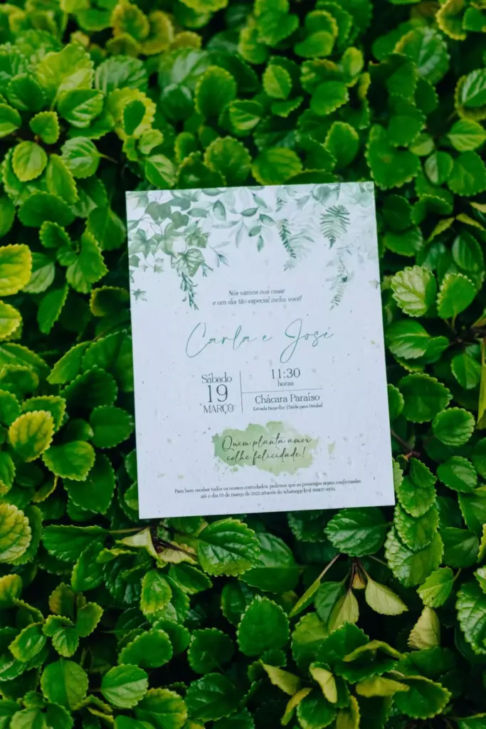 convite de casamento plantável